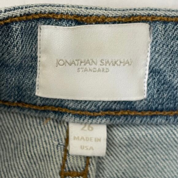 Jonathan Simkhai Standard River Straight Leg Patchwork Jeans - Blue - Size 26 - Picture 6 of 7